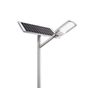 FARO SOLARE STRADALE LED RADIUS SILVER 48W 2100LM 3000K CON PANNELLO SOLARE IP65 48,6X8,7X20,7CM