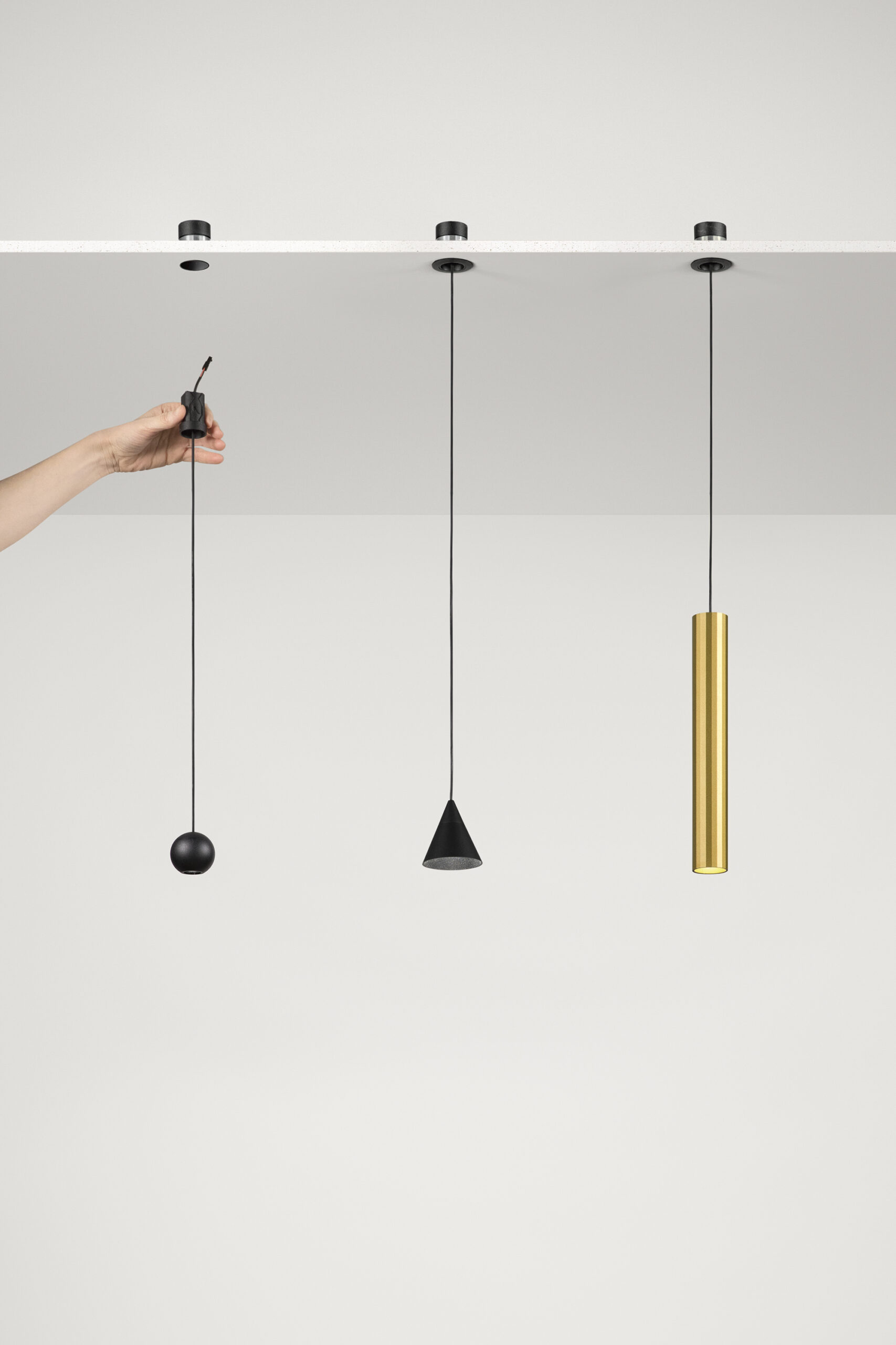 SOSPENSIONE SHIFT BALL NERA IN METALLO 48V 5W 3000K Ø50X47MM