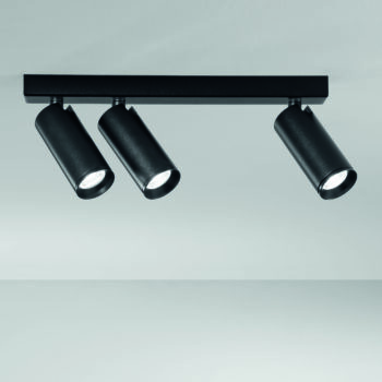 SPOT PLAUTO NERO IN ACCIAIO E ALLUMINIO 3XGU10 341x40x60MM