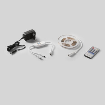 STRIP LED 2835 DC24V IN KAPTON 60 LED/M 6,5W/M 380LM/M 3000K DIMMERABILE CON DRIVER DC24V E TELECOMANDO IR INCLUSO 1X300CM