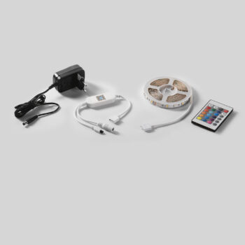 STRIP LED 5050 DC24V IN KAPTON 60 LED/M 6,5W/M 280LM/M RGBW DIMMERABILE CON DRIVER DC24V E TELECOMANDO IR INCLUSO 1X300CM