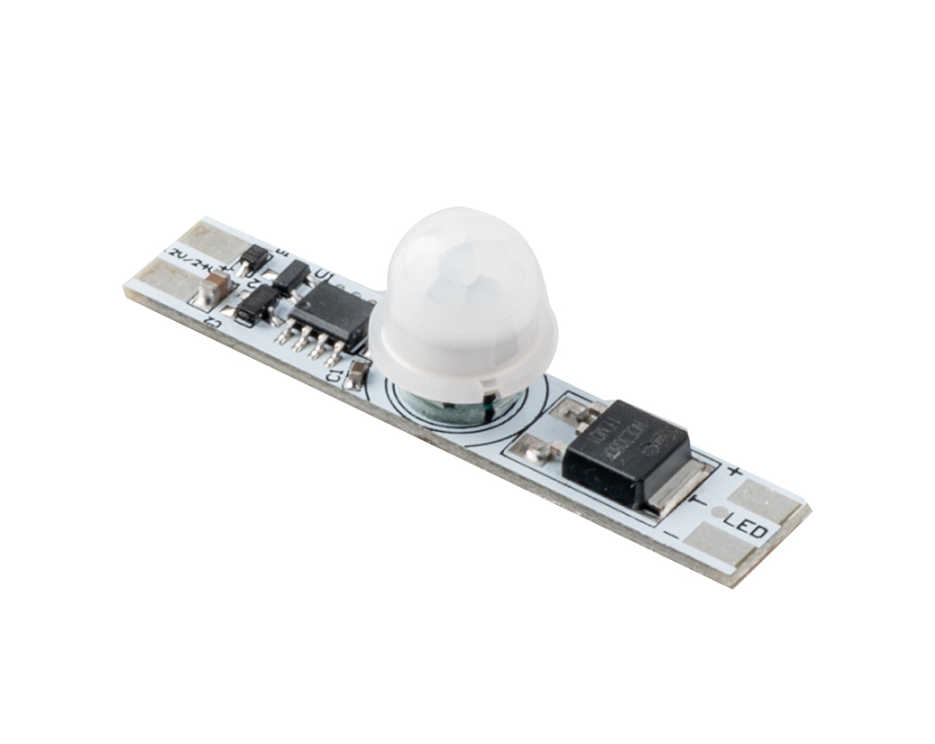 SCHEDA SENSORE MOVIMENTO PIR PER STRIP INPUT DC12V-24V OUTPUT DC12V-24V 60/120W 5A MAX 4,7X1,2X0,9CM